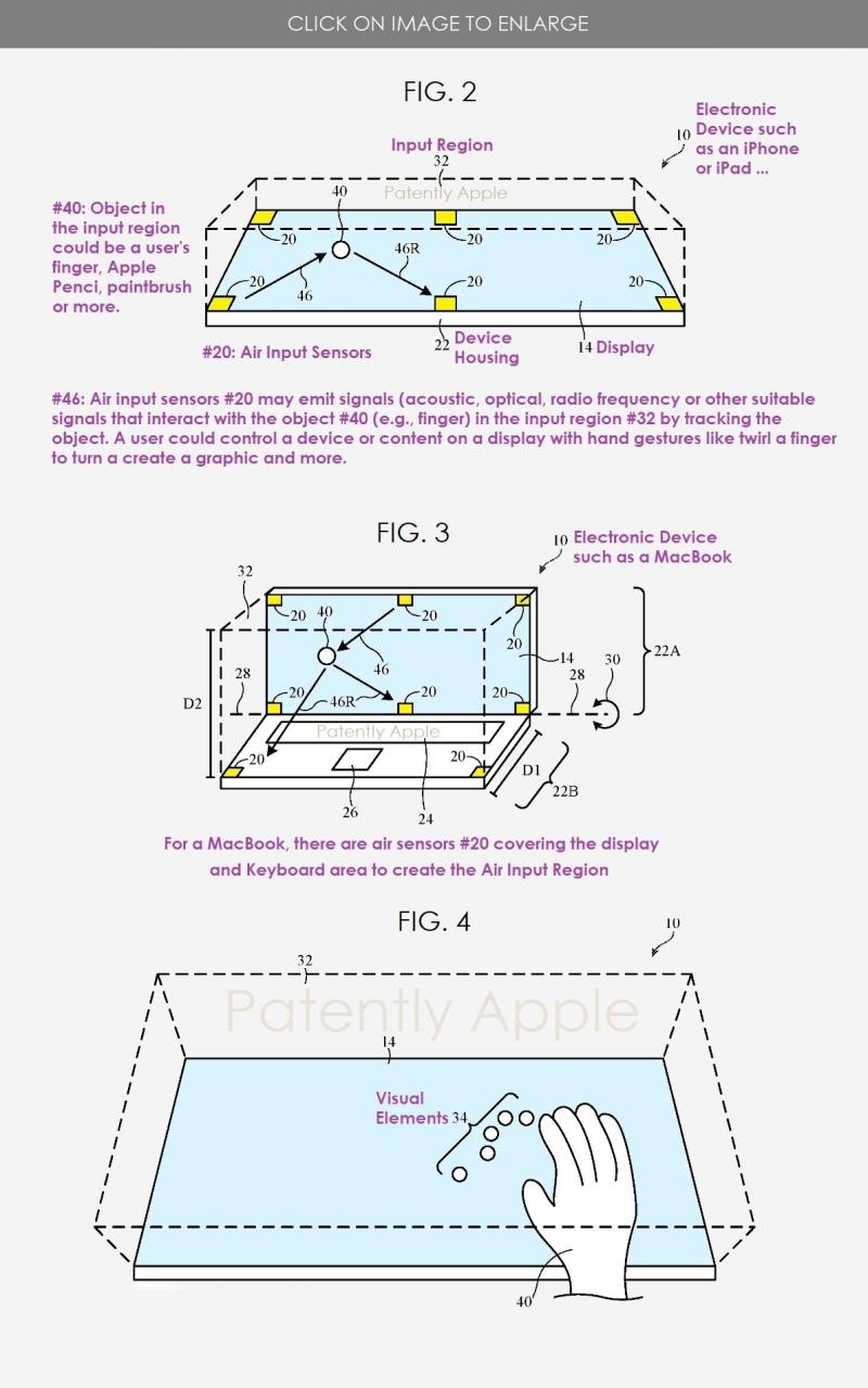 苹果新专利适用于基于空中输入传感器设备的3D工作区，支持以新方式操纵显示屏内容-93913-XR&元宇宙信息与产业服务。